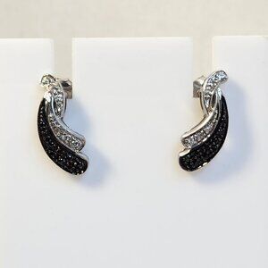 VTG NB 925 .15cts Thai Black Spinel & White Topaz Stud Earrings